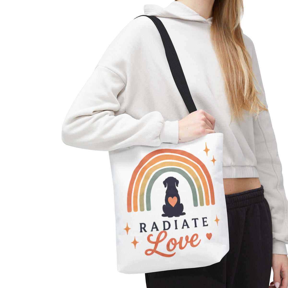 Radiate Love Dog Rainbow Tote Bag