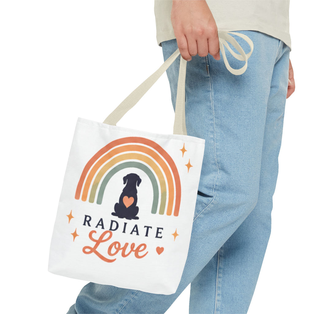 Radiate Love Dog Rainbow Tote Bag
