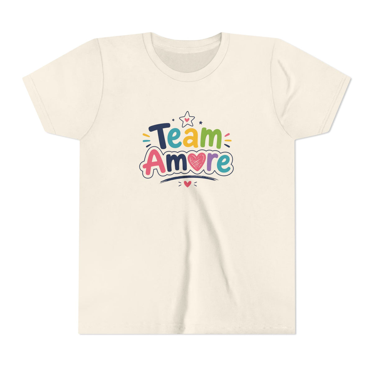 Youth Colorful "Team Amore" with Heart & Puppy Graphic T-Shirt