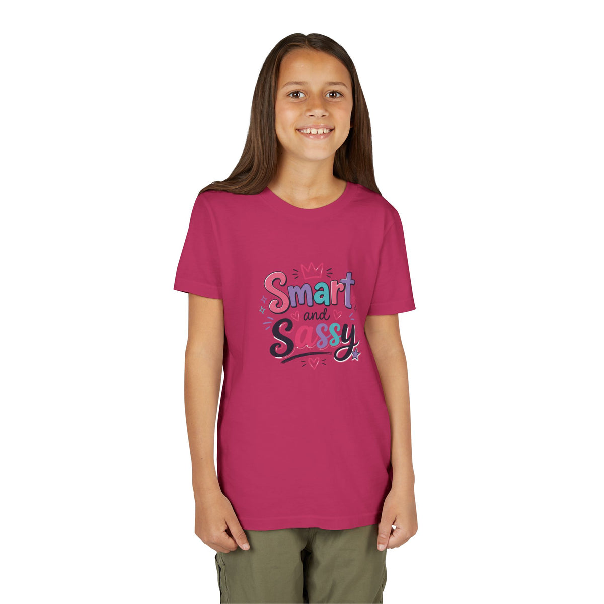 Youth Girls Smart and Sassy Pink & Purple Amore Graphic T-Shirt