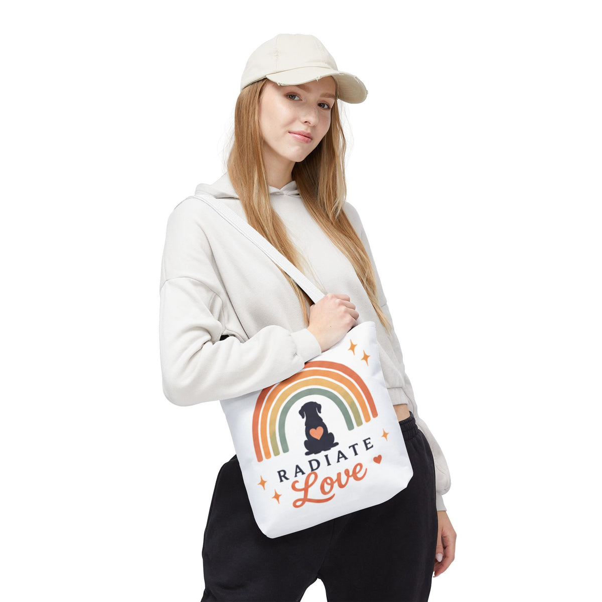 Radiate Love Dog Rainbow Tote Bag