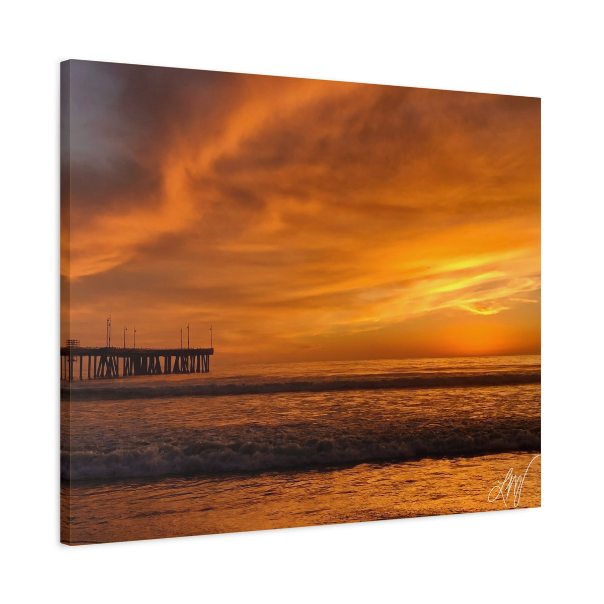 Golden Sunset Venice Beach Canvas Print Wall Art