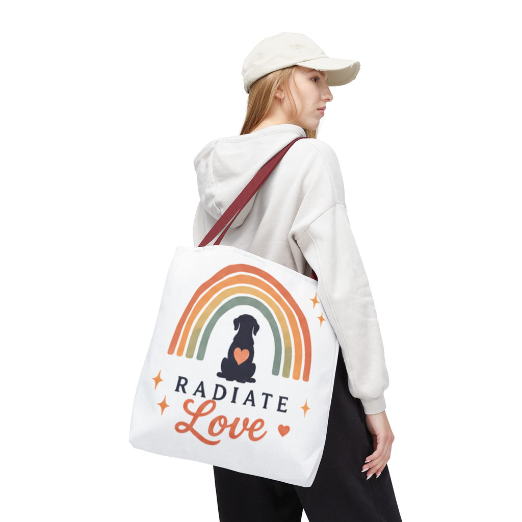 Radiate Love Dog Rainbow Tote Bag