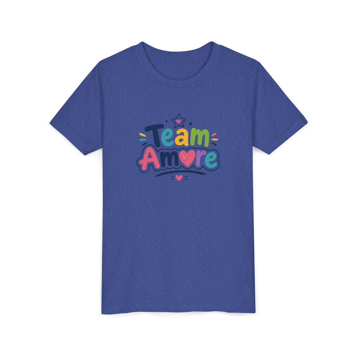 Youth Colorful "Team Amore" with Heart & Puppy Graphic T-Shirt