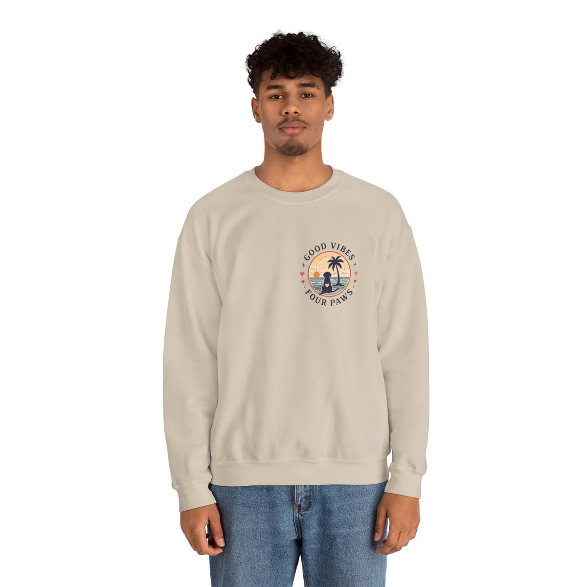 Unisex "Good Vibes" Crewneck Sweatshirt Keep It Simple Retro Camper Van