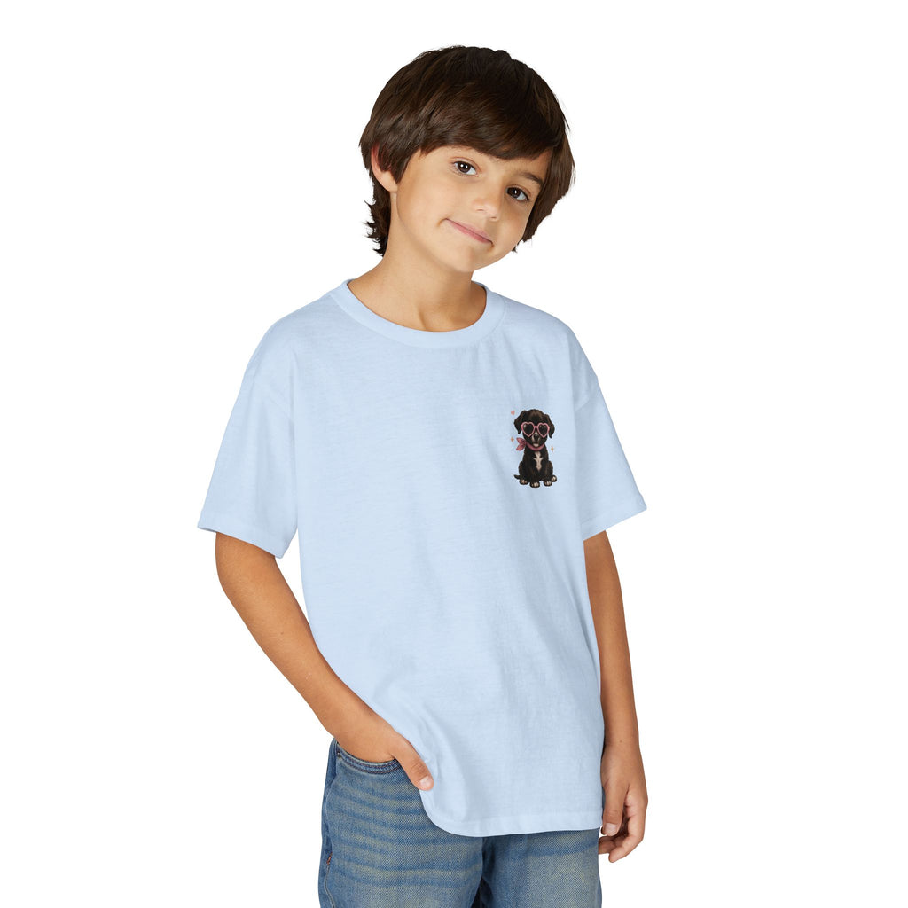 Youth T‑Shirt "Beauty and the Pup" Cute Puppy Graphic Tee