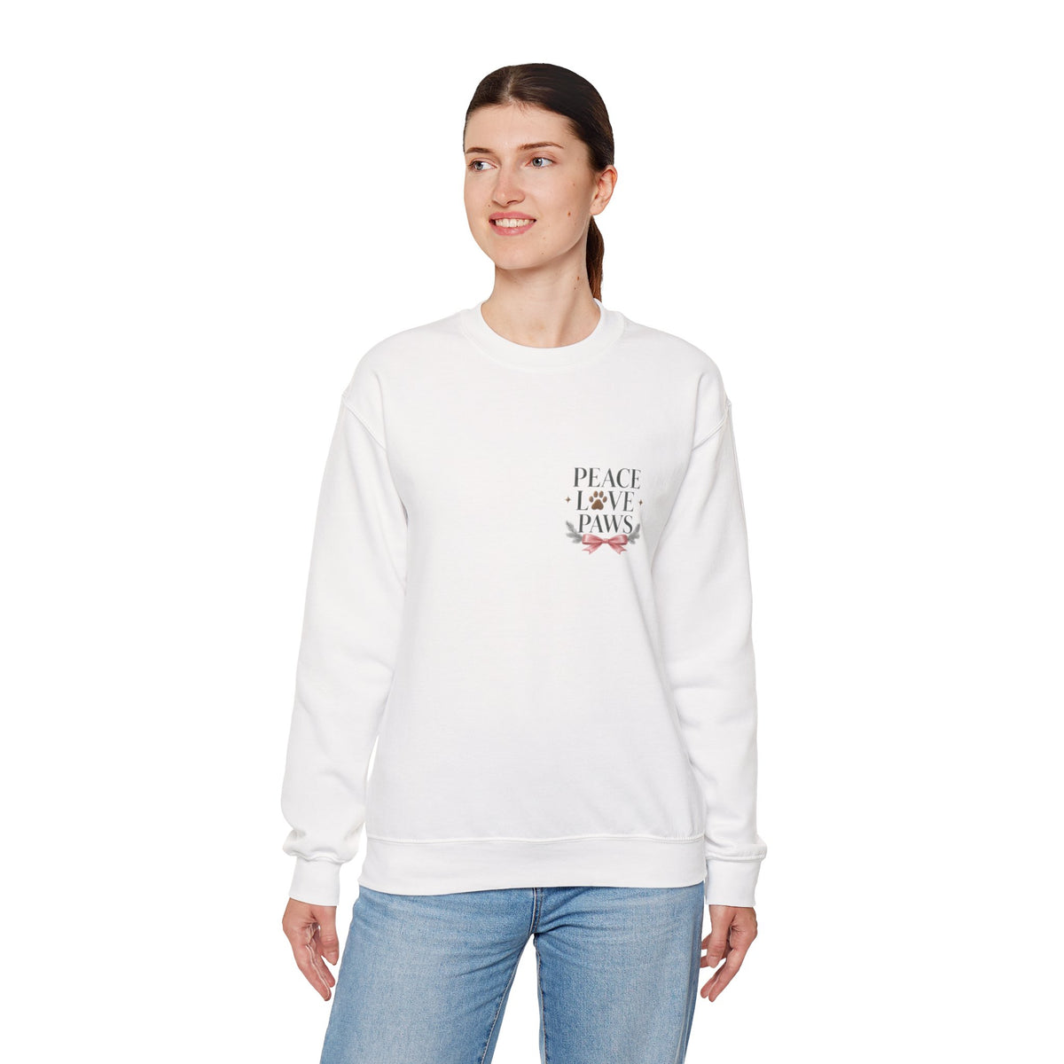 Peace Love Paws Merry Woofmas Christmas Dog Lover Crewneck Sweatshirt