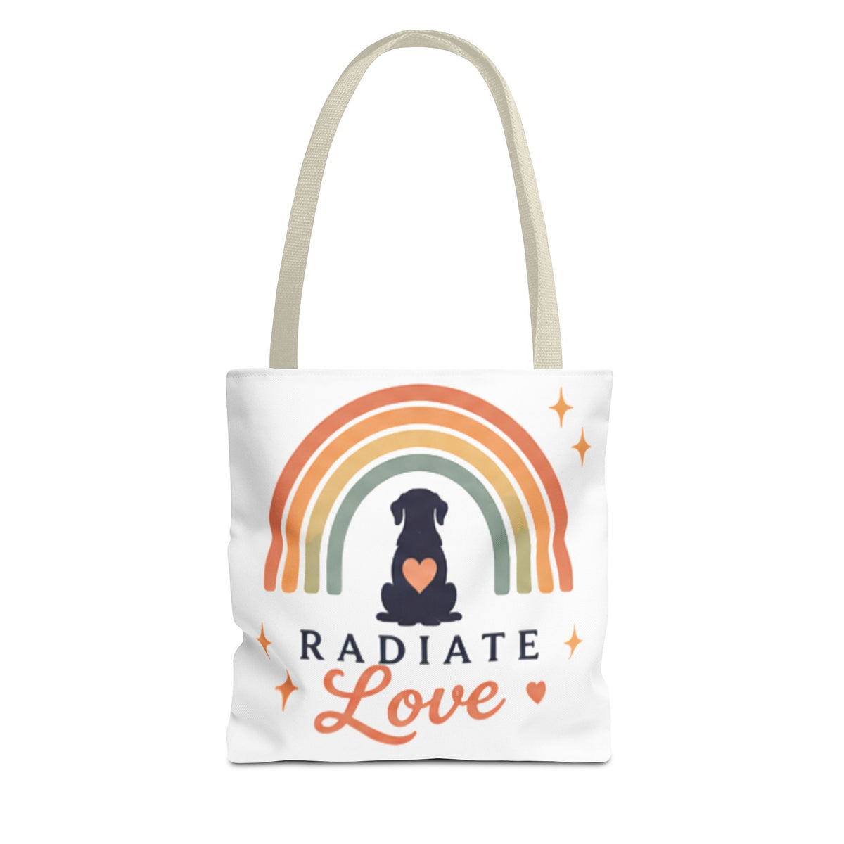 Radiate Love Dog Rainbow Tote Bag