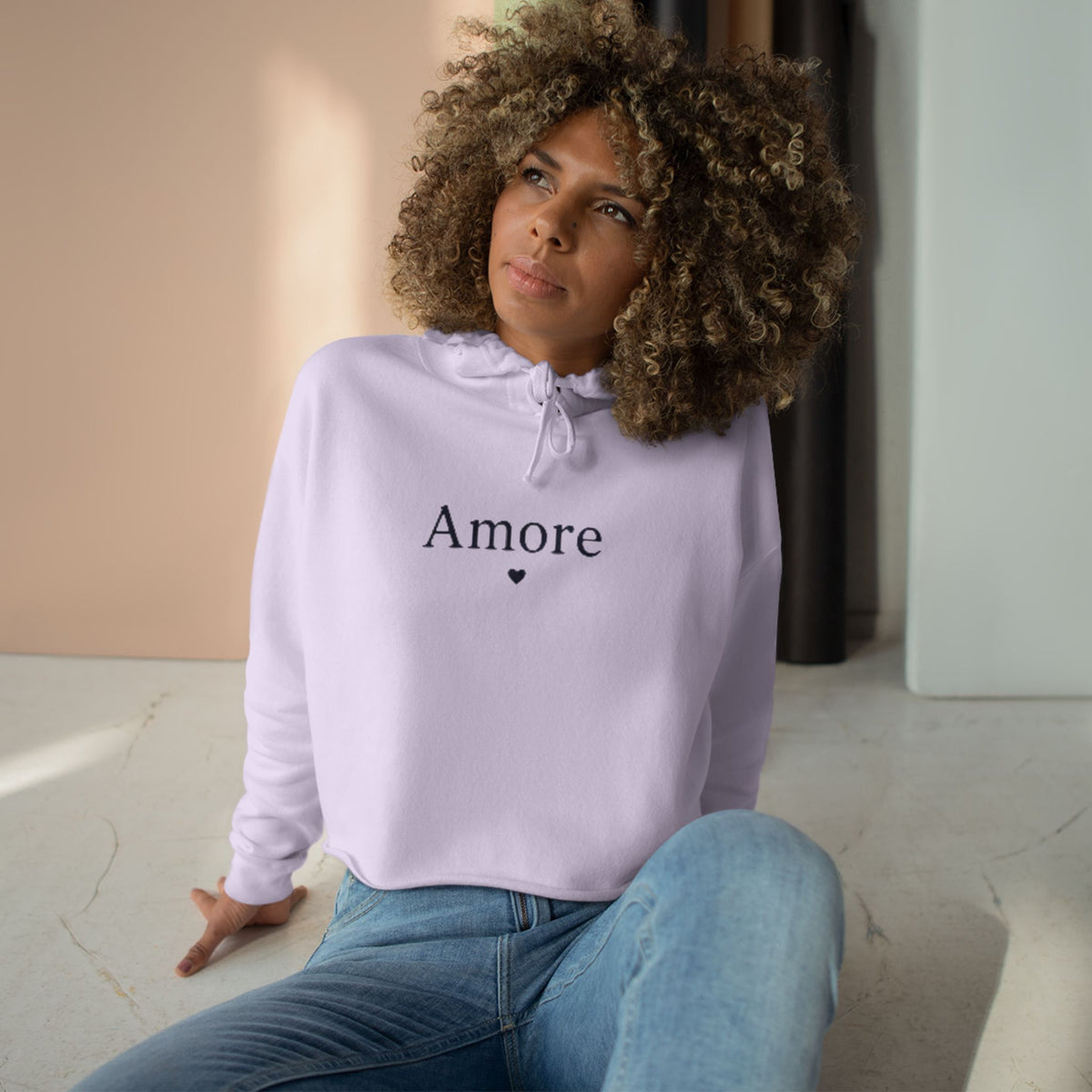 Amore Adult Cropped Hoodie - Pastel “DREAM. BELIEVE. LOVE.” Back