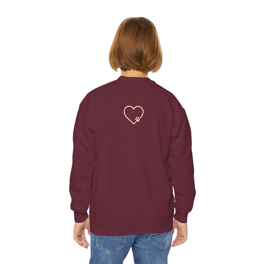 Amore Youth Crewneck Sweatshirt Heart Paw Graphic
