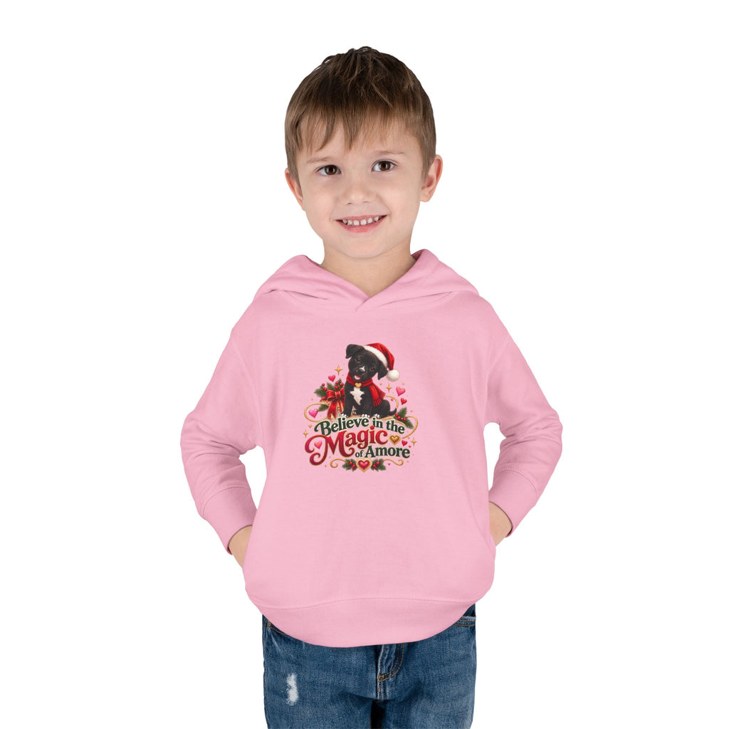 Believe in the Magic of Amoré Christmas Toddler Pullover Hoodie