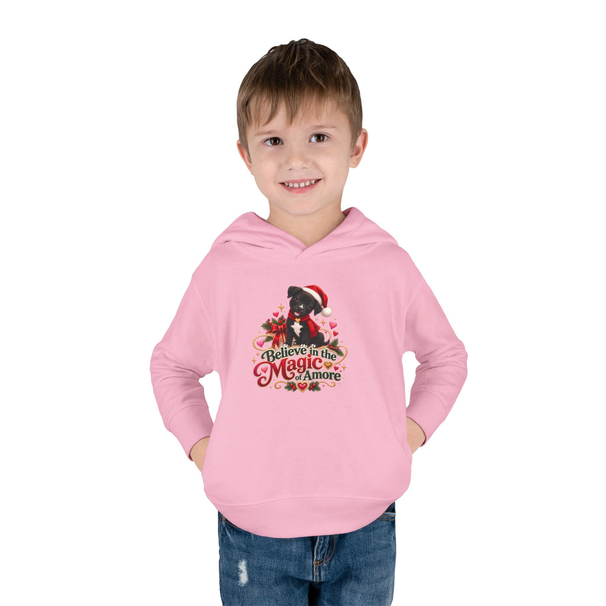 Believe in the Magic of Amoré Christmas Toddler Pullover Hoodie