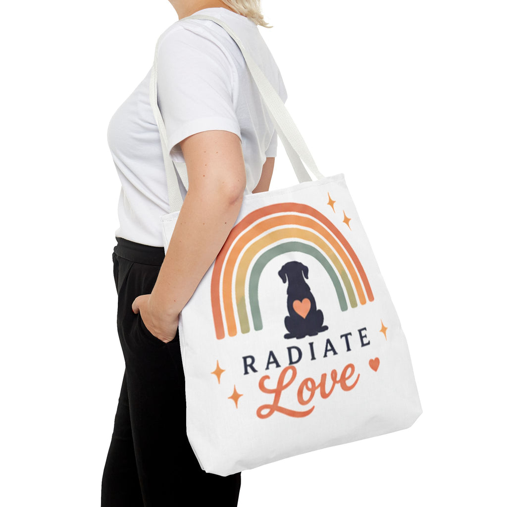 Radiate Love Dog Rainbow Tote Bag