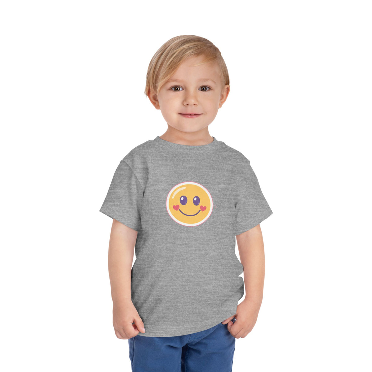 Toddler T-Shirt Smiley Face Be Happy. Be You. Backprint