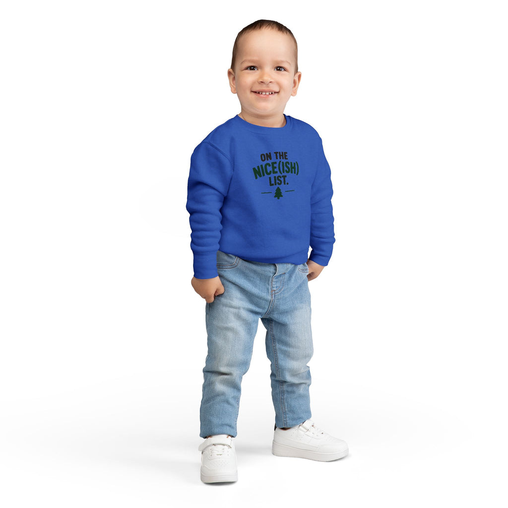 Toddler Sweatshirt - 'On the Nice(ish) List' Funny Christmas Kids Pullover