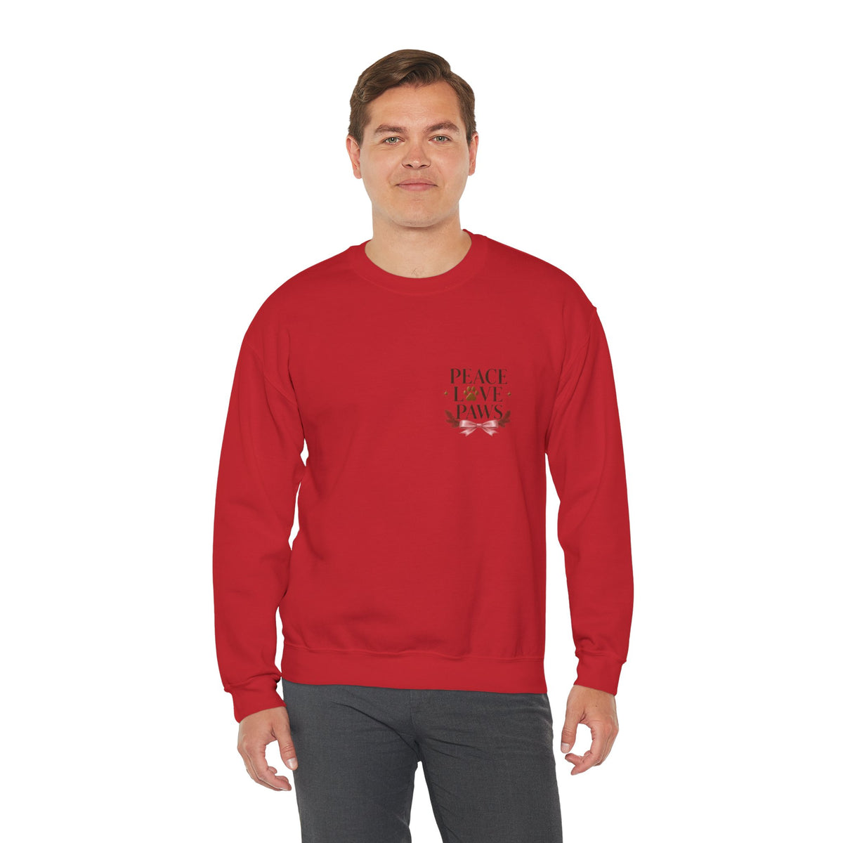Peace Love Paws Merry Woofmas Christmas Dog Lover Crewneck Sweatshirt