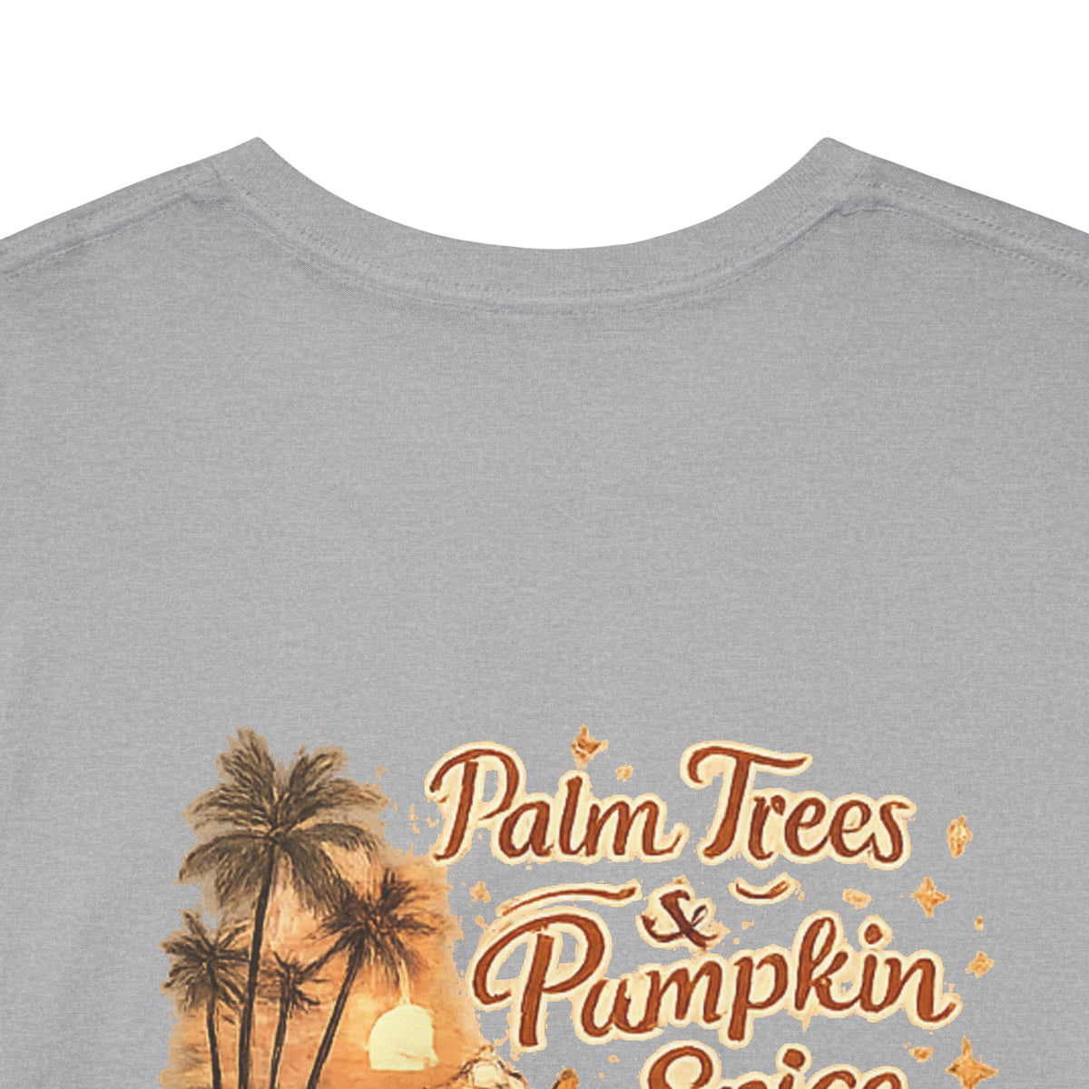 Women's Amore Halloween Icon Palm Trees & Pumpkin Spice Graphic T-Shirt