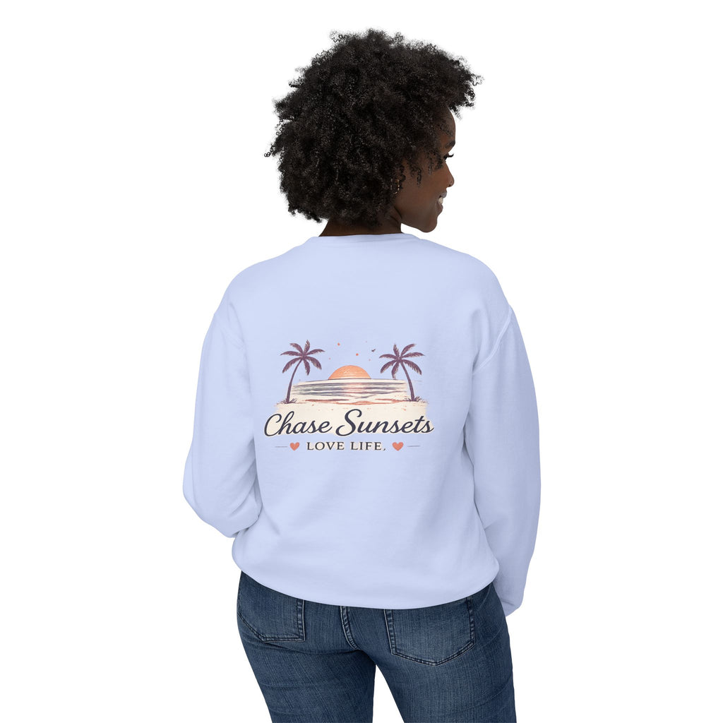Adult Chase Sunsets Crewneck Sweatshirt Amore Silhouette Graphic