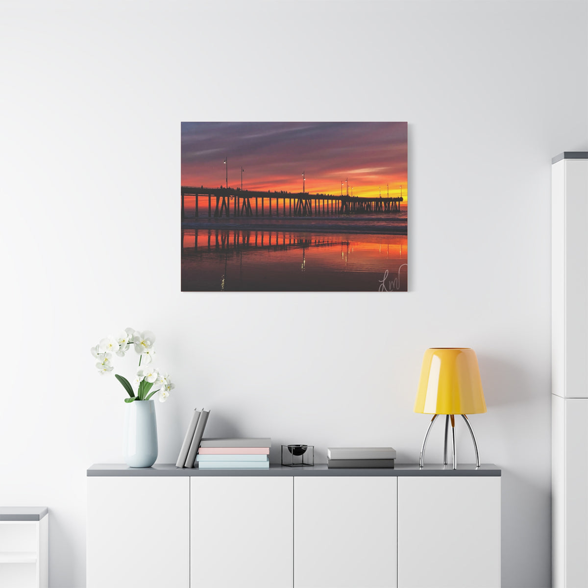 Sunset Pier Canvas Print — Matte Stretched Wall Art (1.25")