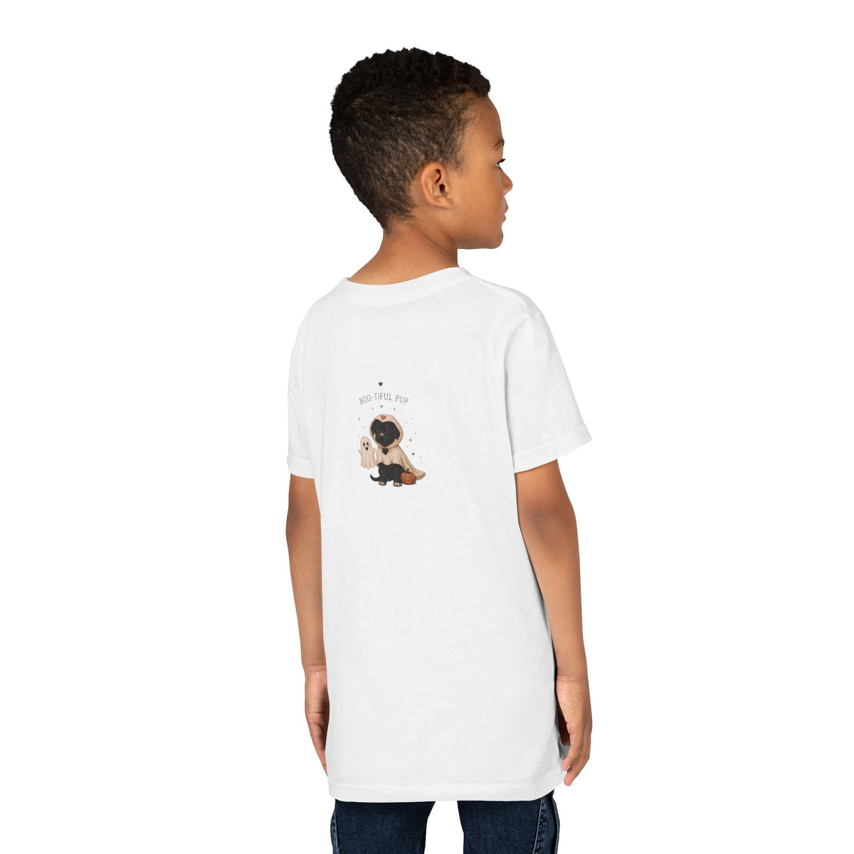 Youth Tee 'Amore' Puppy Ghost Graphic Shirt (Boo-tiful Pup Back)