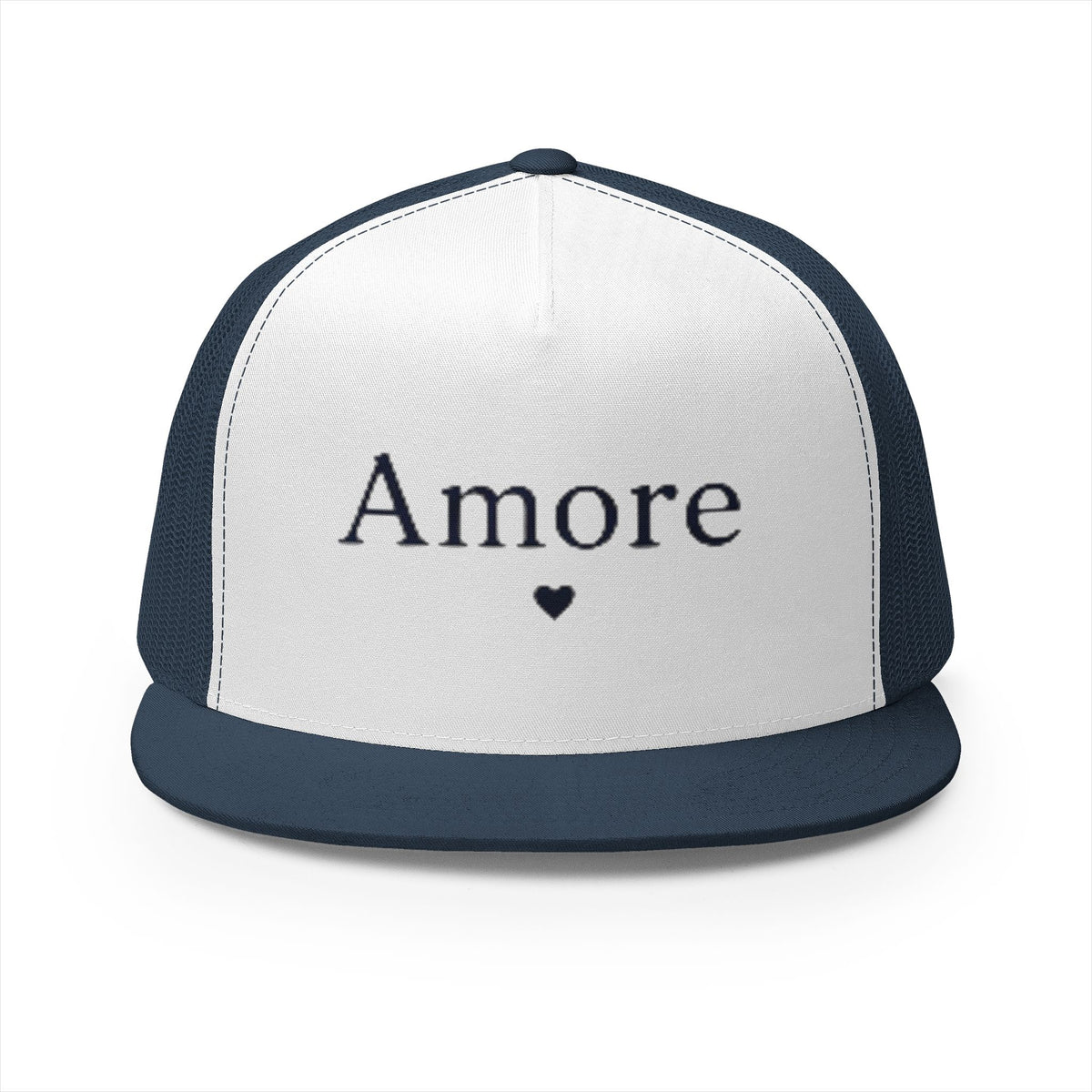 Amore Heart Trucker Hat – Vintage Script Snapback Cap