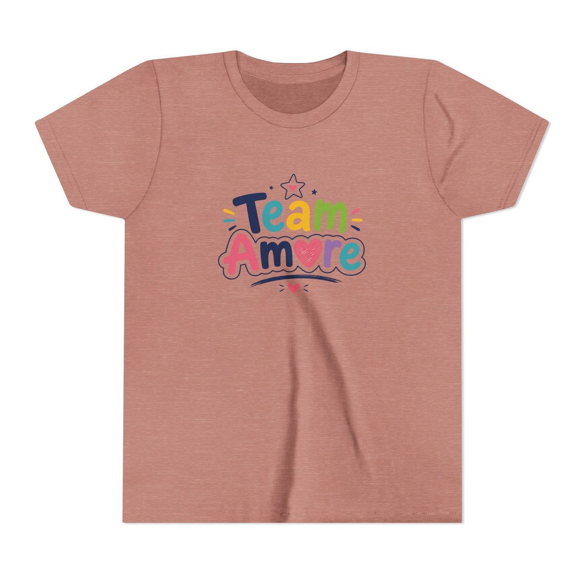 Youth Colorful "Team Amore" with Heart & Puppy Graphic T-Shirt
