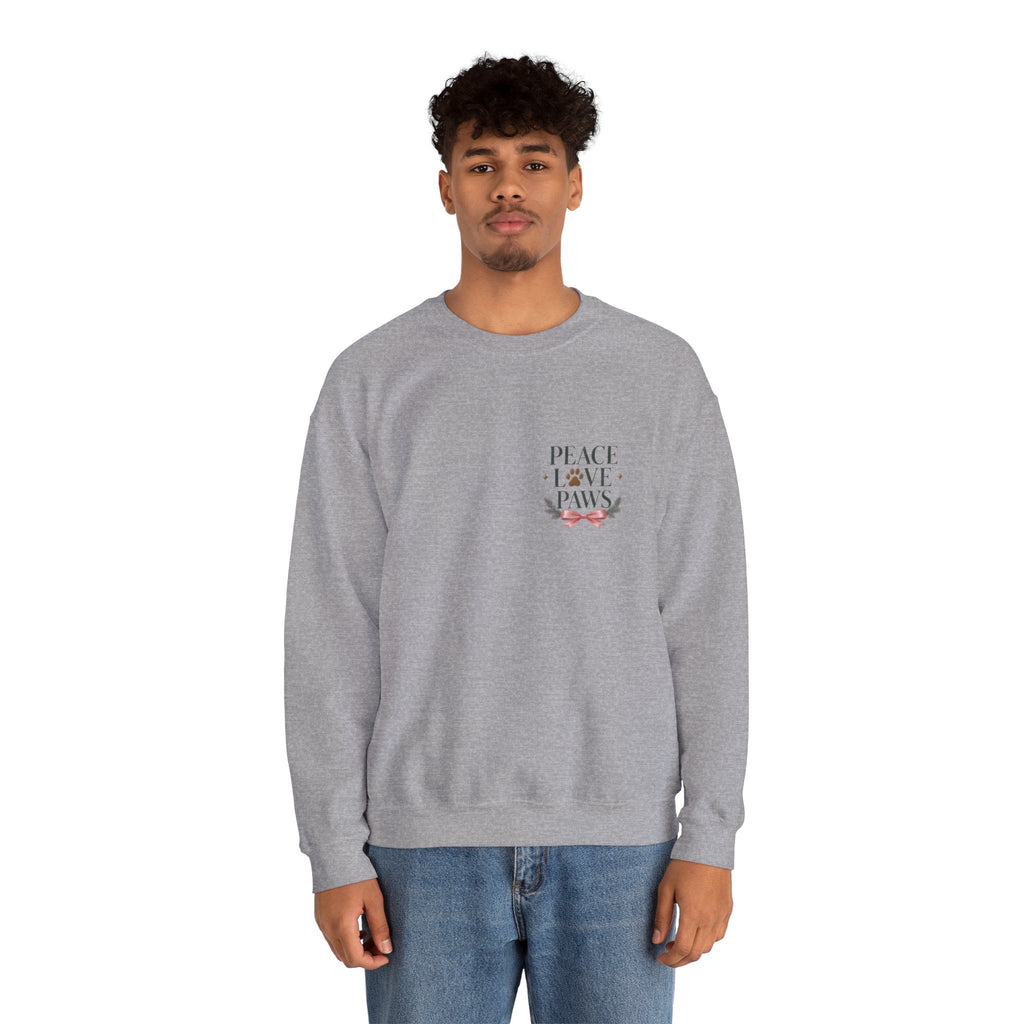 Peace Love Paws Merry Woofmas Christmas Dog Lover Crewneck Sweatshirt