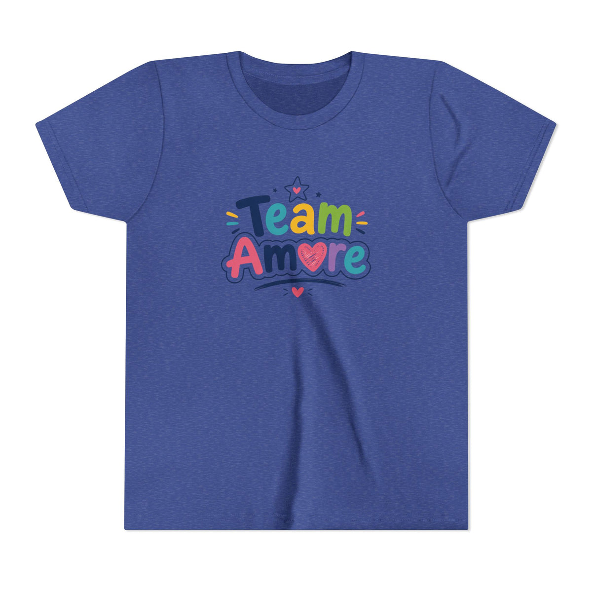 Youth Colorful "Team Amore" with Heart & Puppy Graphic T-Shirt