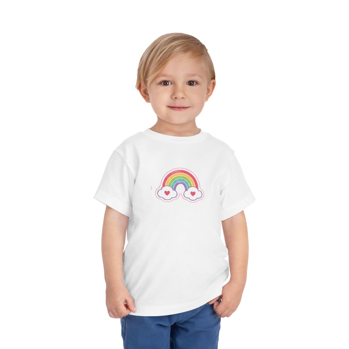 Toddler Rainbow with Heart Clouds T-Shirt