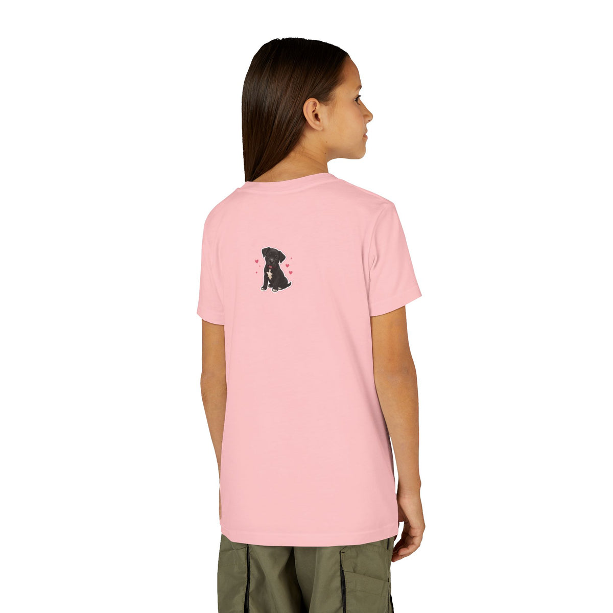 Youth Colorful "Team Amore" with Heart & Puppy Graphic T-Shirt