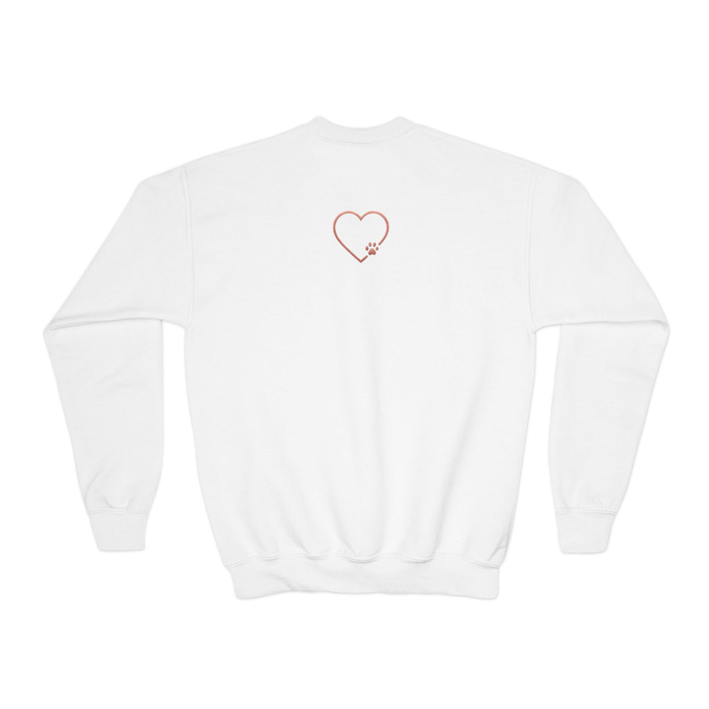 Amore Youth Crewneck Sweatshirt Heart Paw Graphic