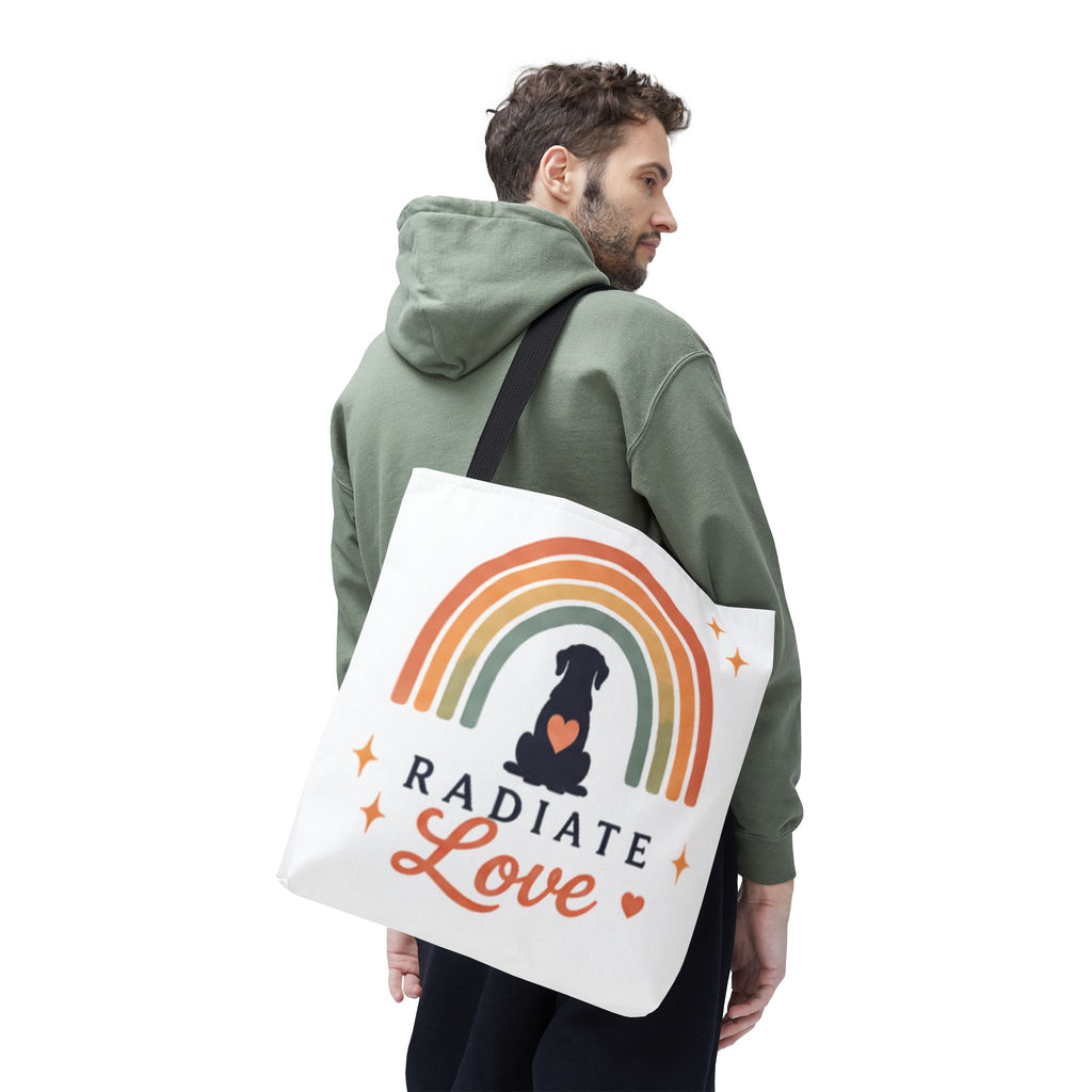 Radiate Love Dog Rainbow Tote Bag