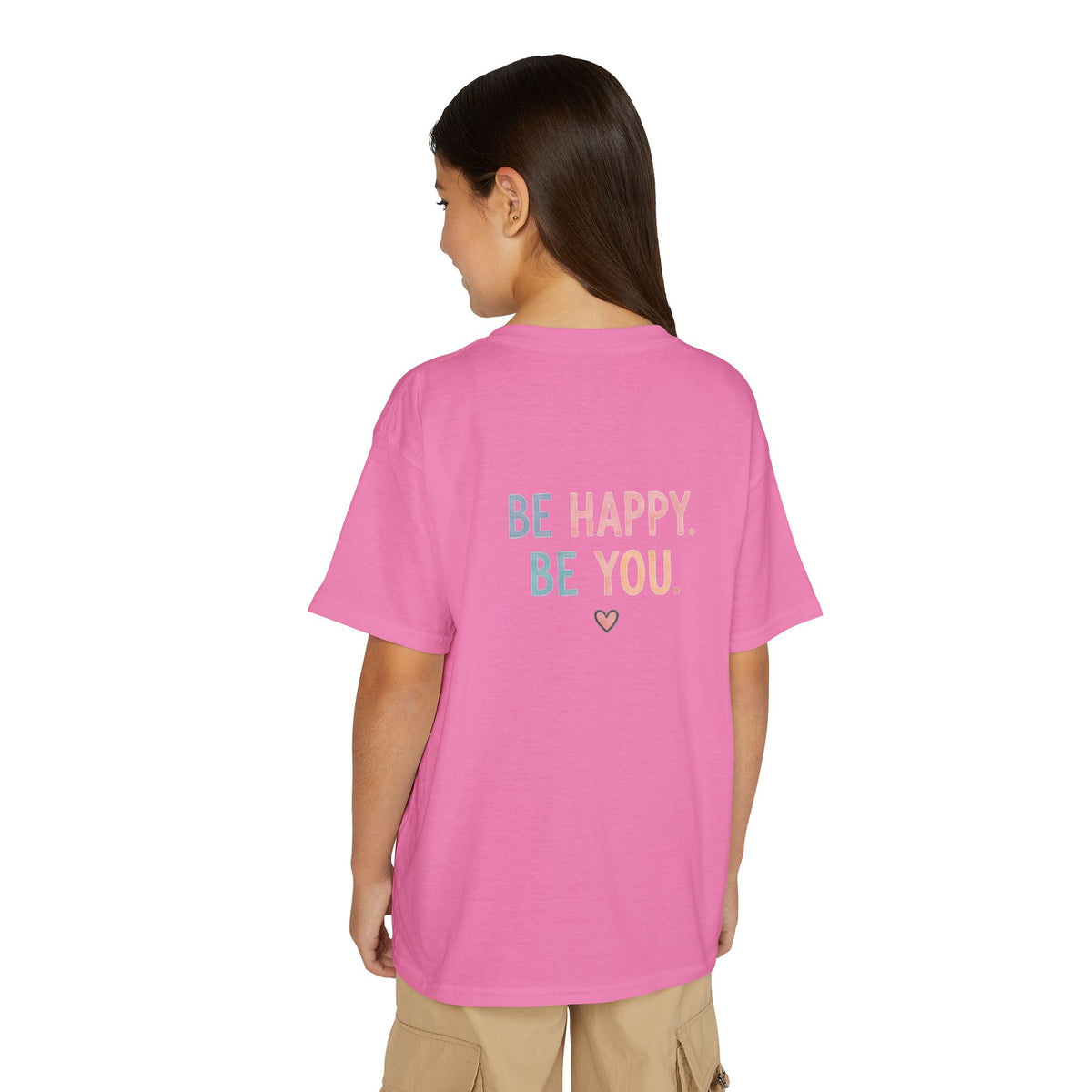 Youth T-Shirt Cute Puppy Front & “Be Happy. Be You.” Back
