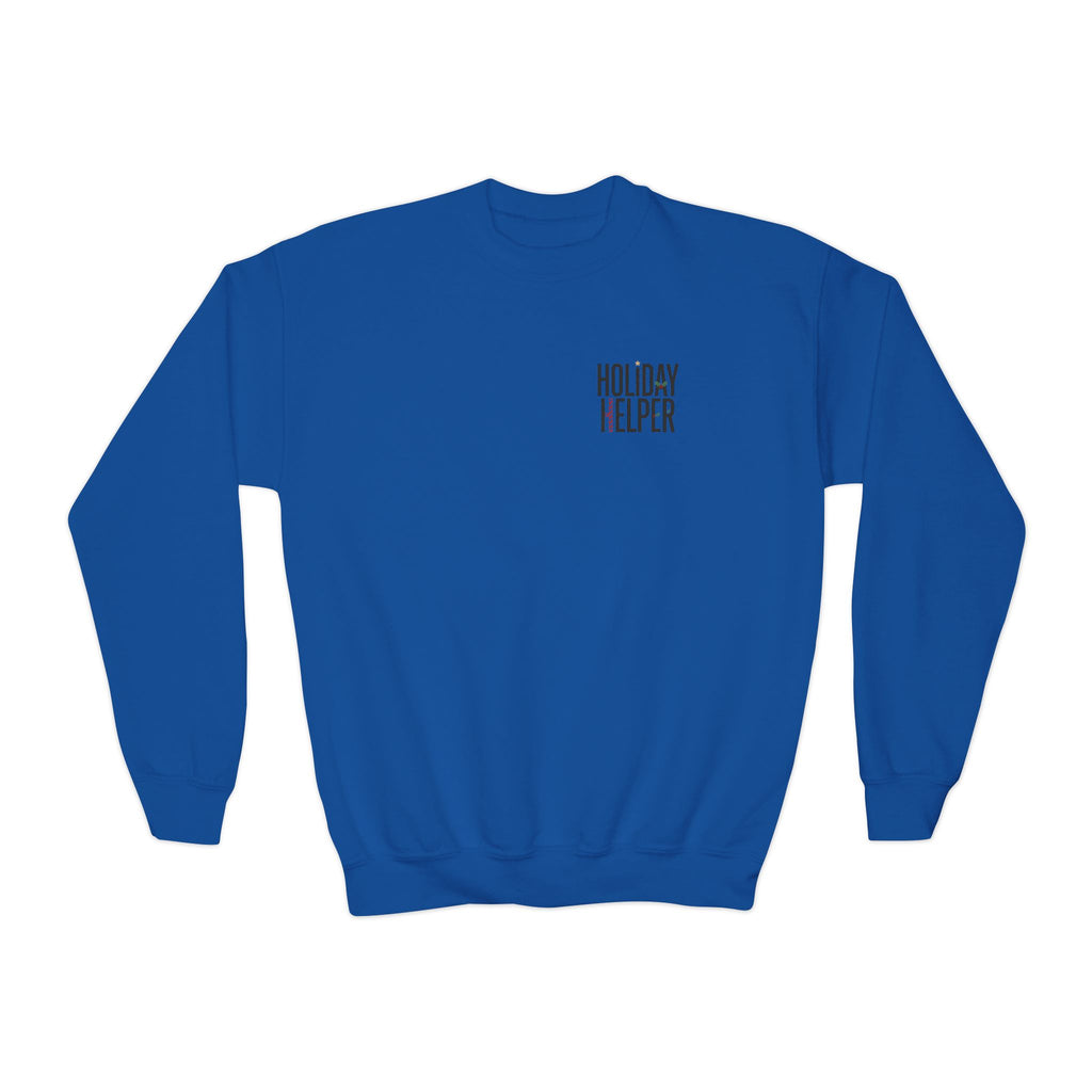 Youth Crewneck Sweatshirt — “Holiday Helper” & “All Elfed Out” Back
