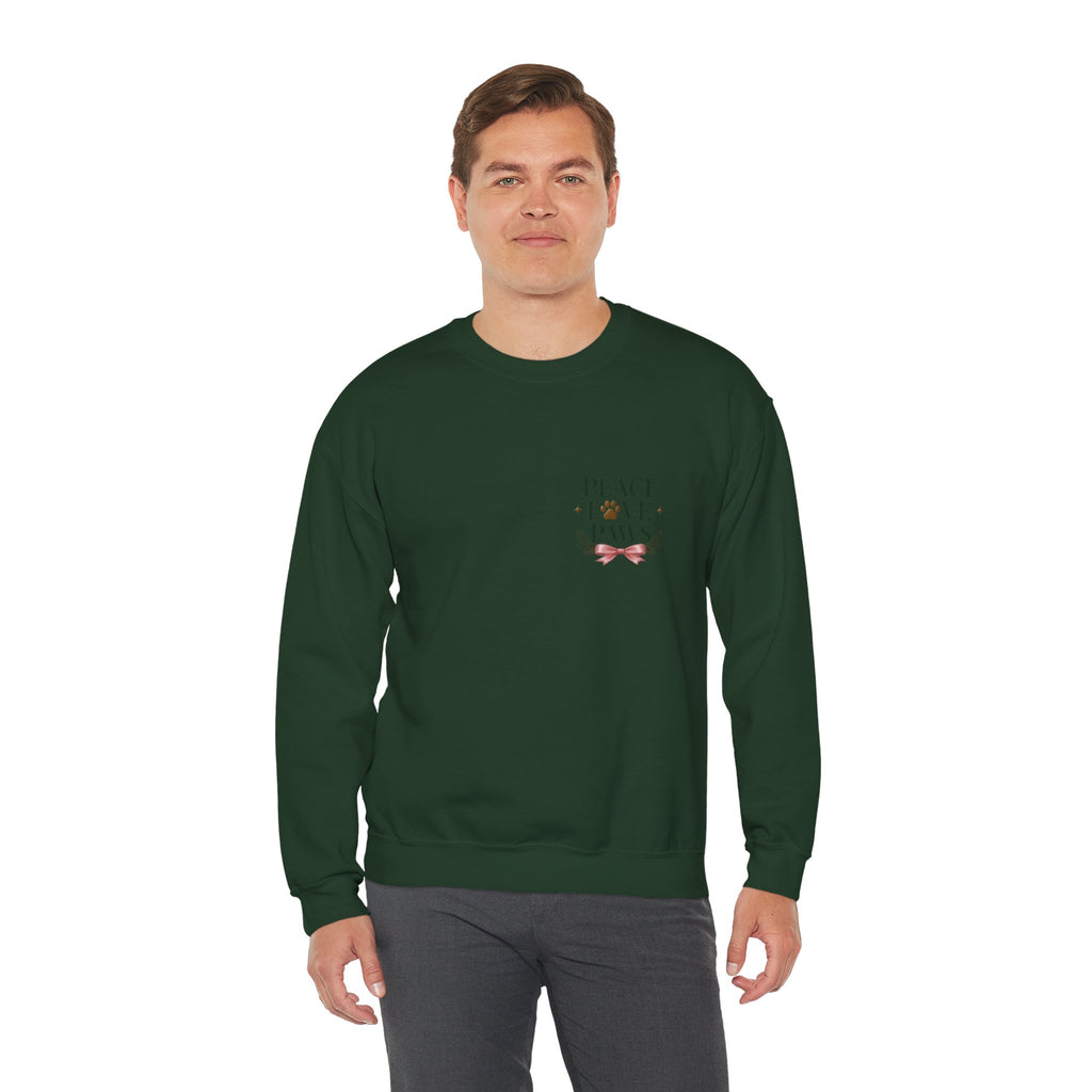 Peace Love Paws Merry Woofmas Christmas Dog Lover Crewneck Sweatshirt