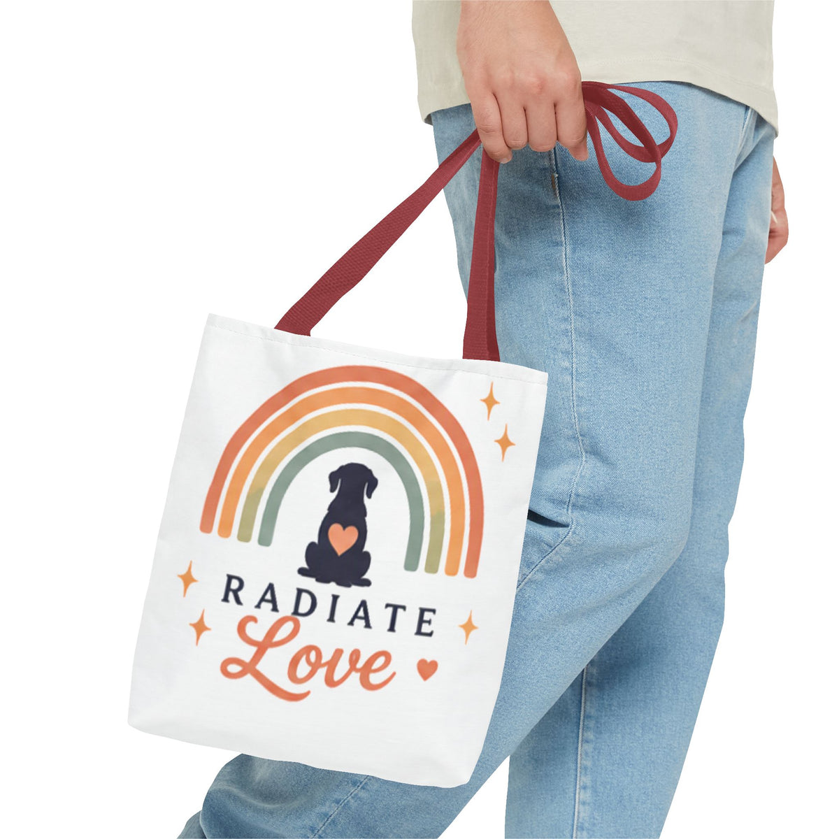 Radiate Love Dog Rainbow Tote Bag