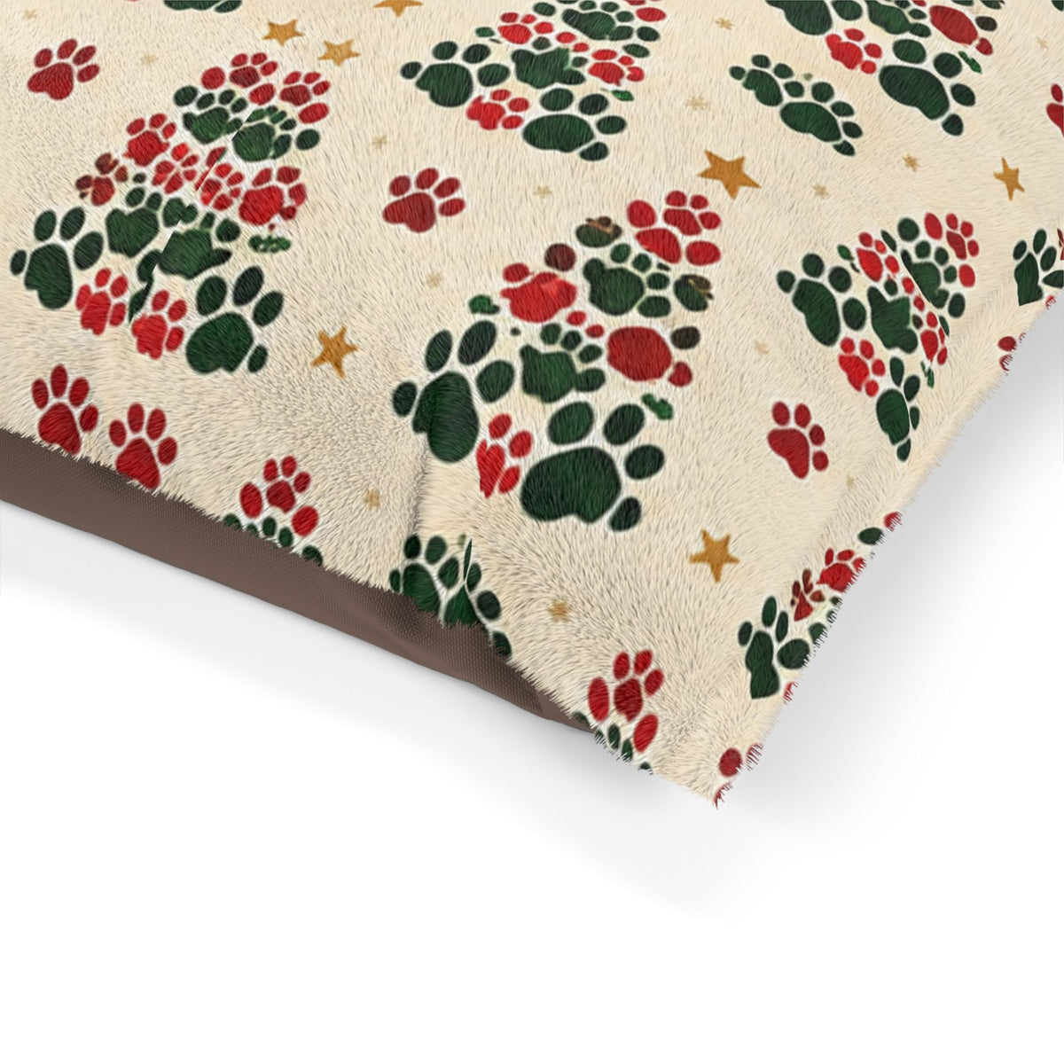 Holiday Paw Print Pet Bed — Festive Christmas Tree Pattern