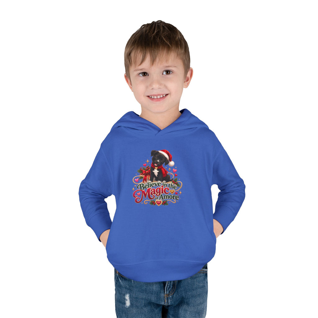 Believe in the Magic of Amoré Christmas Toddler Pullover Hoodie