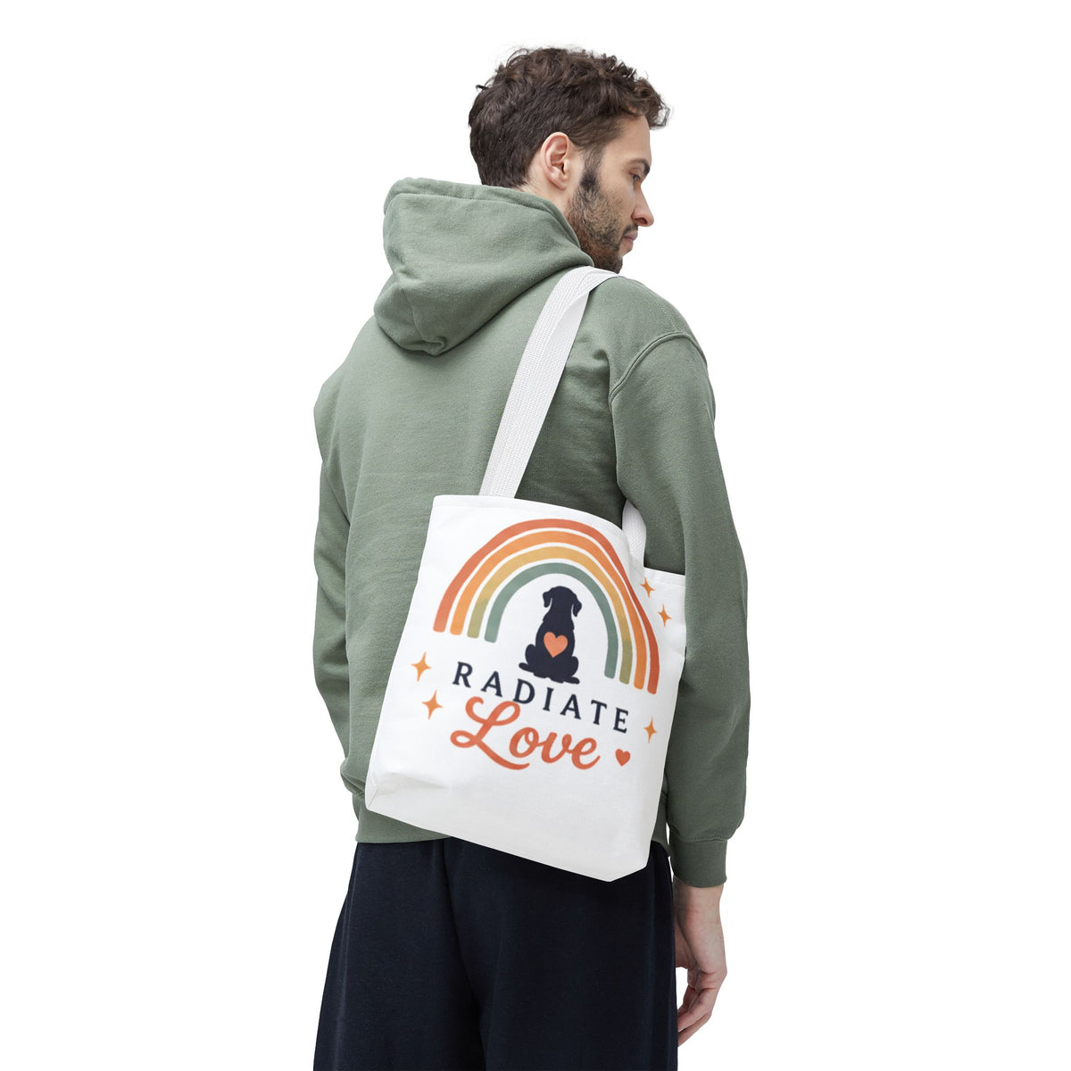 Radiate Love Dog Rainbow Tote Bag