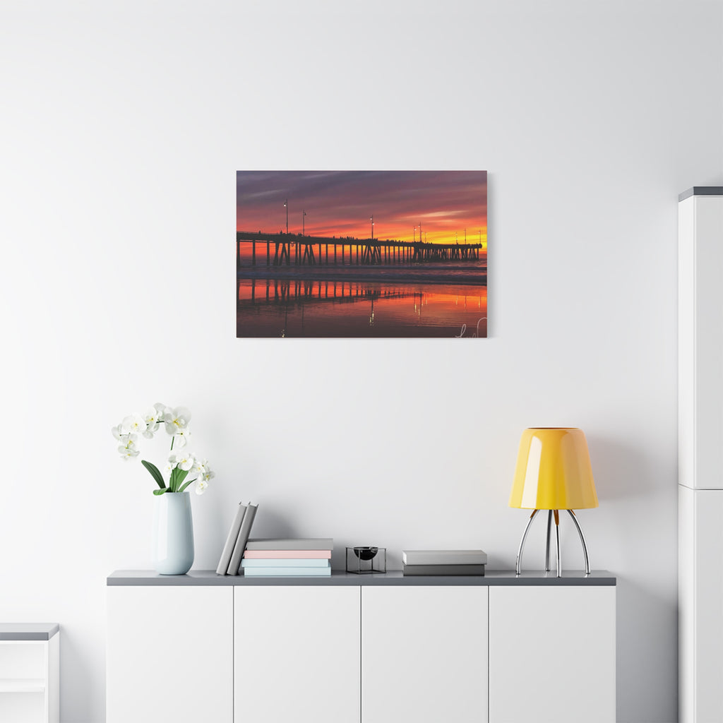 Sunset Pier Canvas Print — Matte Stretched Wall Art (1.25")