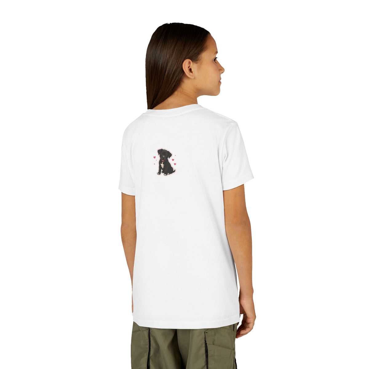 Youth Colorful "Team Amore" with Heart & Puppy Graphic T-Shirt