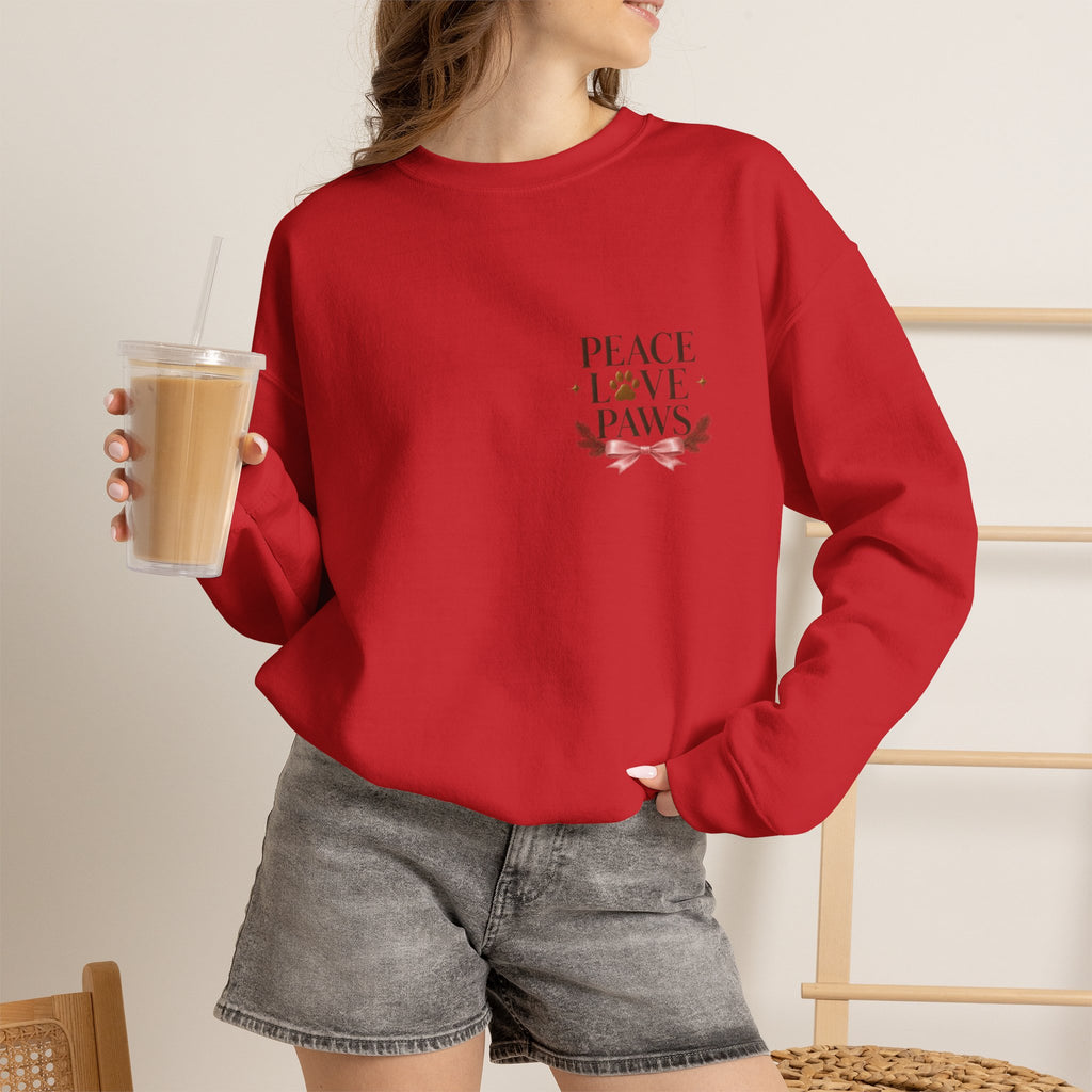 Peace Love Paws Merry Woofmas Christmas Dog Lover Crewneck Sweatshirt