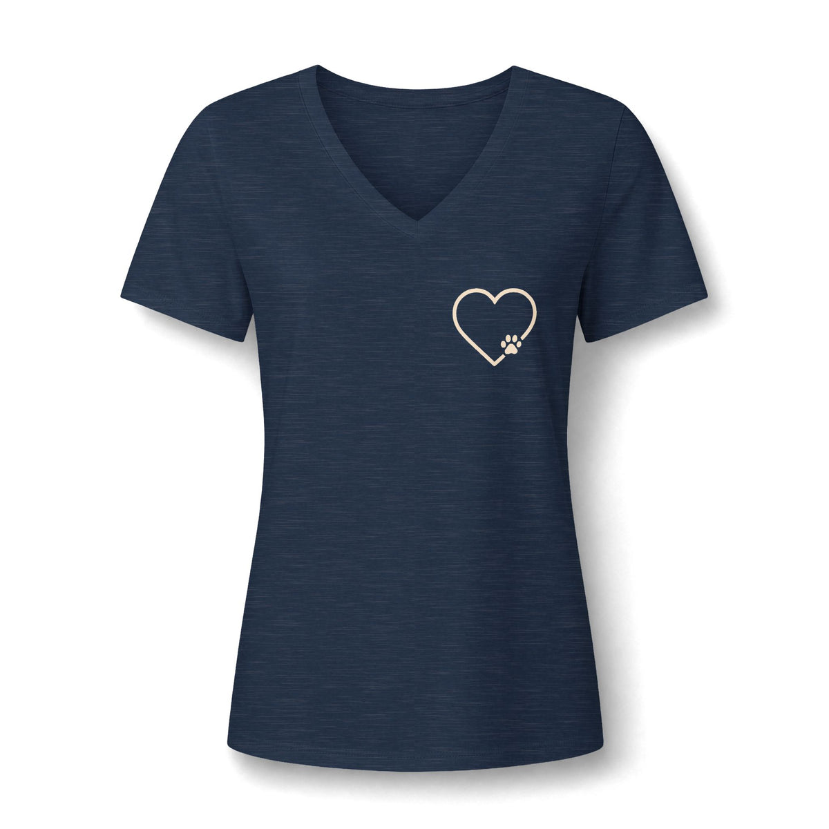 Women's V-Neck Heart Paw Chest Pocket Graphic T-Shirt