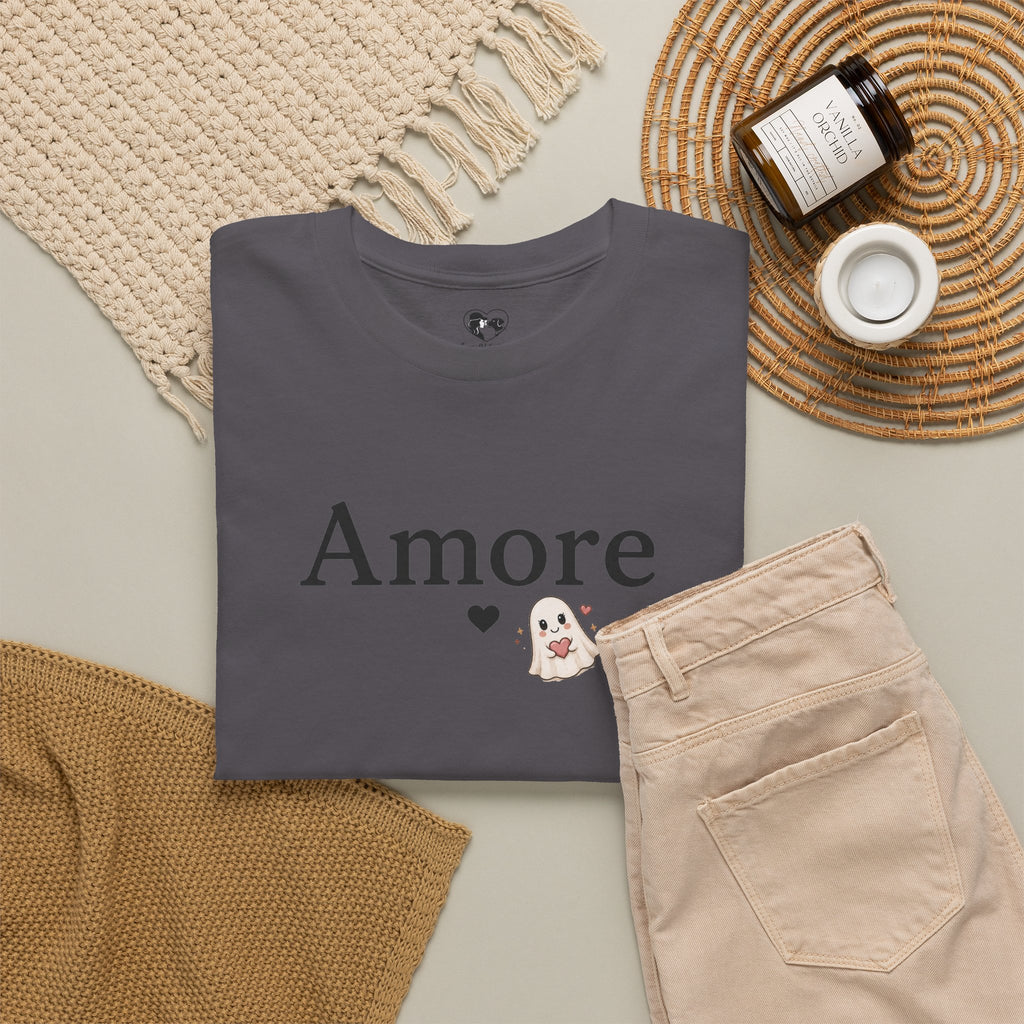 Women's Amore Halloween Icon Palm Trees & Pumpkin Spice Graphic T-Shirt