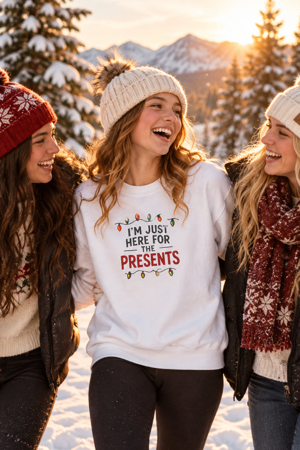 Youth Sweatshirt - "I’m Just Here for the Presents" Christmas Crewneck