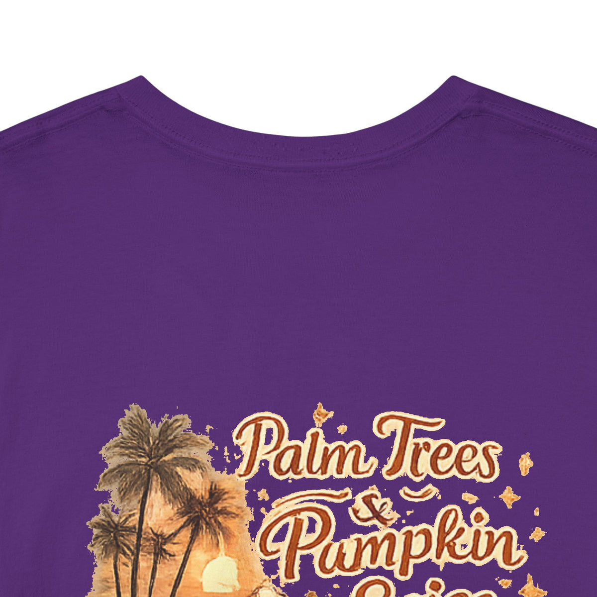 Women's Amore Halloween Icon Palm Trees & Pumpkin Spice Graphic T-Shirt