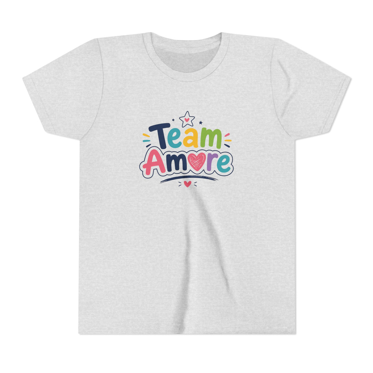Youth Colorful "Team Amore" with Heart & Puppy Graphic T-Shirt