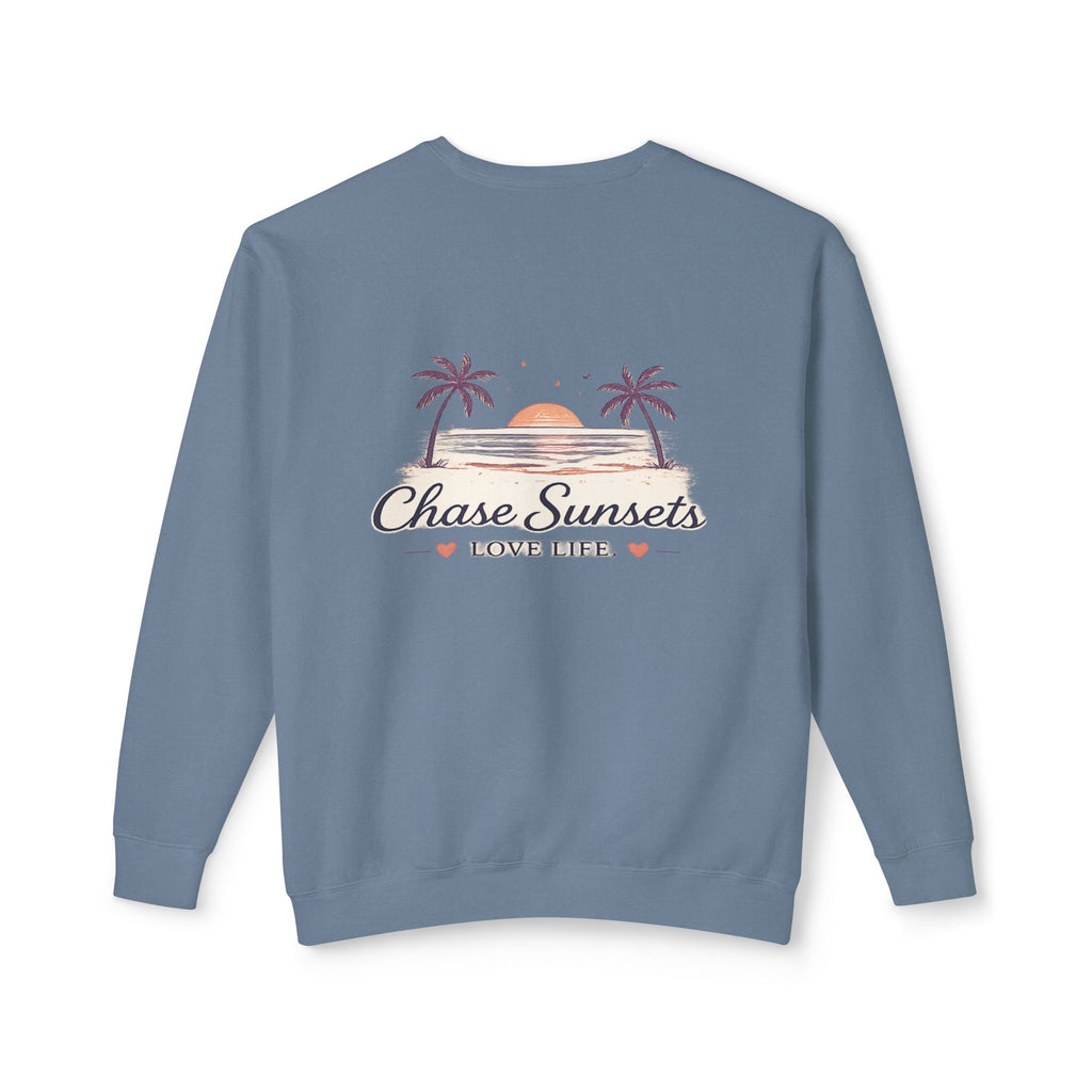 Adult Chase Sunsets Crewneck Sweatshirt Amore Silhouette Graphic