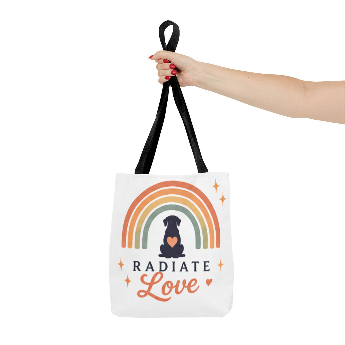 Radiate Love Dog Rainbow Tote Bag
