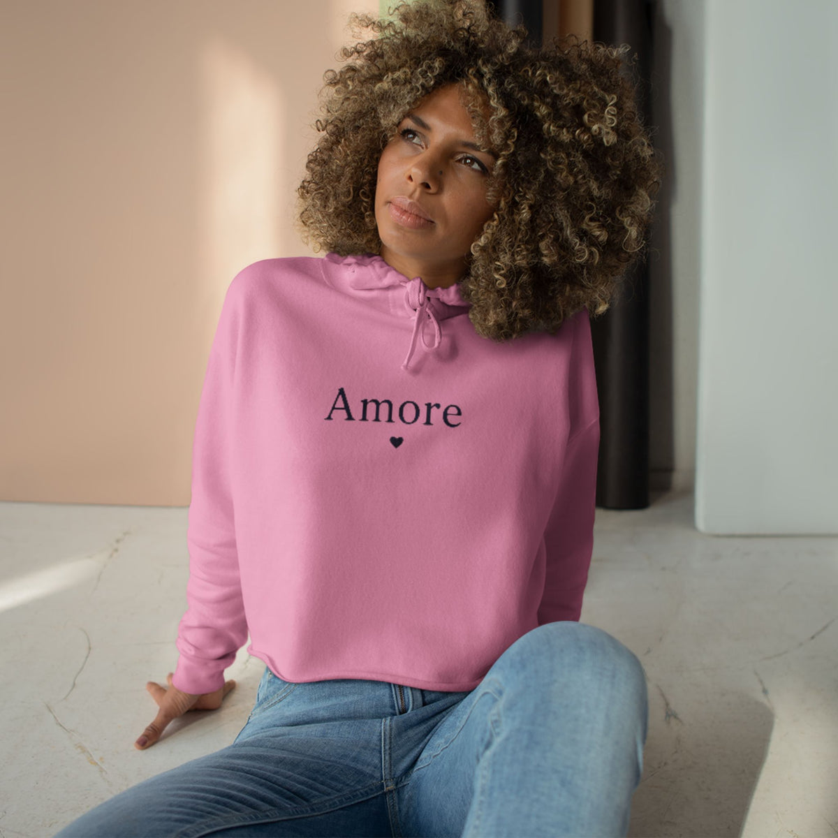 Amore Adult Cropped Hoodie - Pastel “DREAM. BELIEVE. LOVE.” Back
